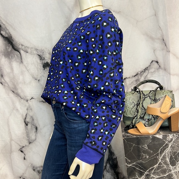 Kate Spade blue white cheetah print pull over sweater - Picture 3 of 4